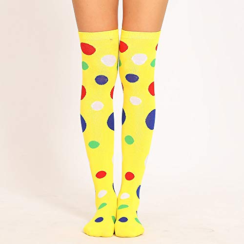 COZOCO Puntos Femeninos De Color Muslos Sexy Por Encima De La Rodilla Calcetines Medias De Punto De Color (una talla, Amarillo)