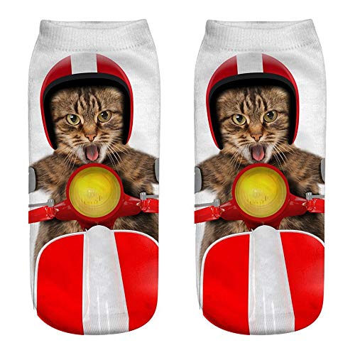 COZOCO Unisex Divertido 3d Moda Gato Impreso Casual Calcetines Calcetines De Tobillo De Corte Bajo Lindos (una talla, H)