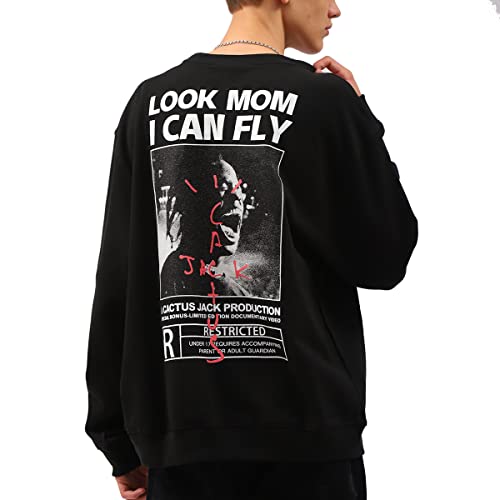 cpfm.xyz Travis Scott Look Mom I Can Fly Sweatshirt Sudaderas sin Capucha Negro S