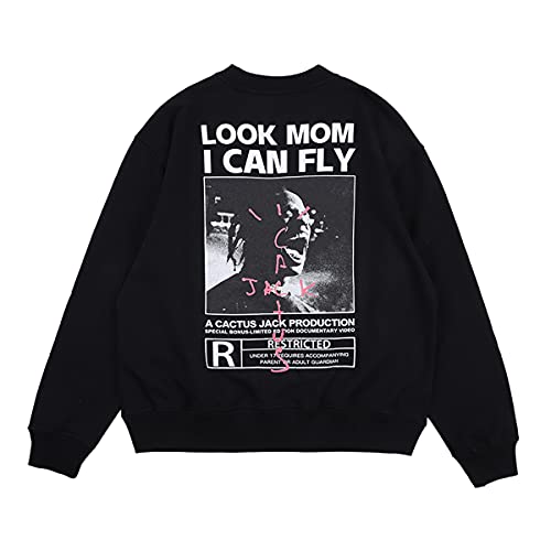 cpfm.xyz Travis Scott Look Mom I Can Fly Sweatshirt Sudaderas sin Capucha Negro S