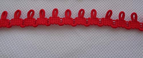 Craftuneed Corsé de costura de novia con cordones de algodón rojo elástico botones bucles de 1 cm de espacio por yarda 90 cm GRATIS de PP de Reino Unido envío rápido