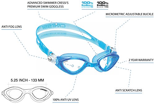 Cressi Premium Gafas de Natación para Adulto, Fox, Transparente/Lentes Claros