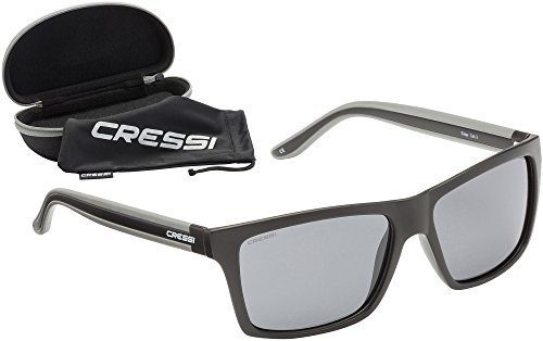 Cressi Rio Sunglasses Gafas de Sol Deportivo Polarizados, Unisex Adultos, Negro/Gris Oscuro, Talla única
