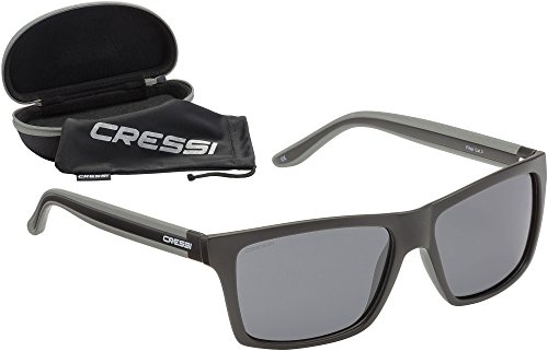 Cressi Rio Sunglasses Gafas de Sol Deportivo Polarizados, Unisex Adultos, Negro/Gris Oscuro, Talla única