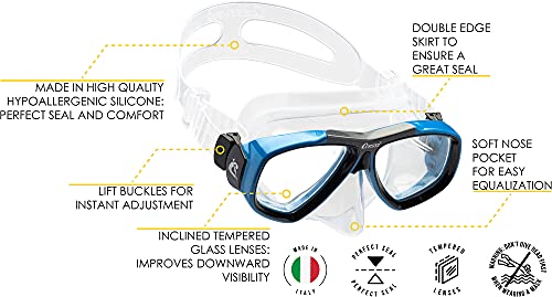 Cressi Tauchmaske Erwachsen Focus Optische Gläser Möglich Gafas de Buceo, Unisex, Transparente/Azul