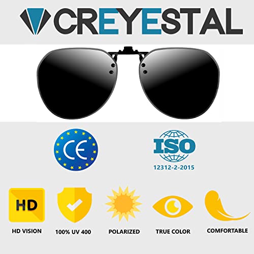 CREYESTAL Clip Gafas de Sol Polarizadas, Clip para Gafas para Sol, Clip Solar, Abatible y Ultraligero, Hombre, Mujer, 100% Anti-UV, Certificado CE