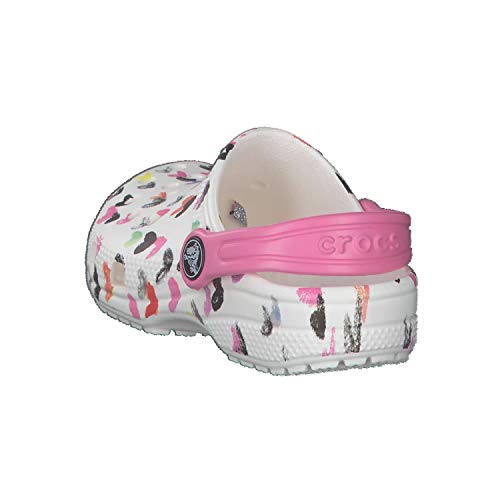 Crocs Classic Heart Print Clog K Unisex Niños Zoccoli, Blanco (White), 28/29 EU