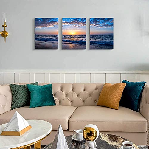 Cuadro de lienzo de paisaje para sala de estar, baño, 3 piezas, pintura de paisaje de playa de arena, decoración de pared para dormitorio, comedor, oficina, cocina