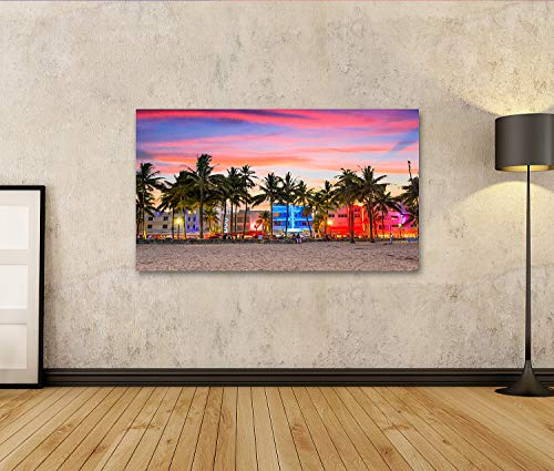 Cuadro en lienzo El paisaje urbano de Miami Florida Usa en la playa de Miami en Ocean Drive Cuadros Modernos Decoracion Impresión Salon