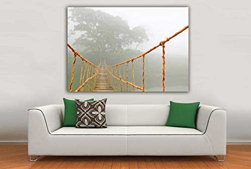 Cuadro Lienzo Viaje por la Jungla – Puente Colgante - Lienzo de Tela Bastidor de Madera de 3 cm - Fabricado en España - Impresión en Alta resolución – 42x60