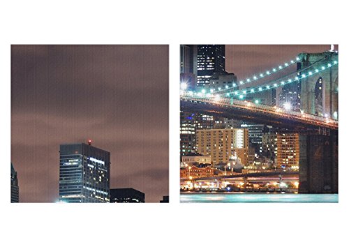 Cuadro sobre lienzo - Impresión de Imagen - Ciudad Puente Rascacielos - 125x70cm - Imagen Impresión - Cuadros Decoracion - Impresión en lienzo - Cuadros Modernos - Lienzo Decorativo - EA125x70-0218