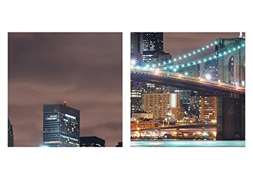 Cuadro sobre lienzo - Impresión de Imagen - Ciudad Puente Rascacielos - 125x70cm - Imagen Impresión - Cuadros Decoracion - Impresión en lienzo - Cuadros Modernos - Lienzo Decorativo - EA125x70-0218