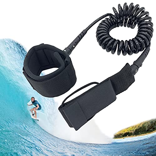 Cuerda de surf de 10 pies con correa de remo, cuerda de seguridad de TPU con cierre de velcro y articulación giratoria de 360°, correa para tabla de surf para surf de surf