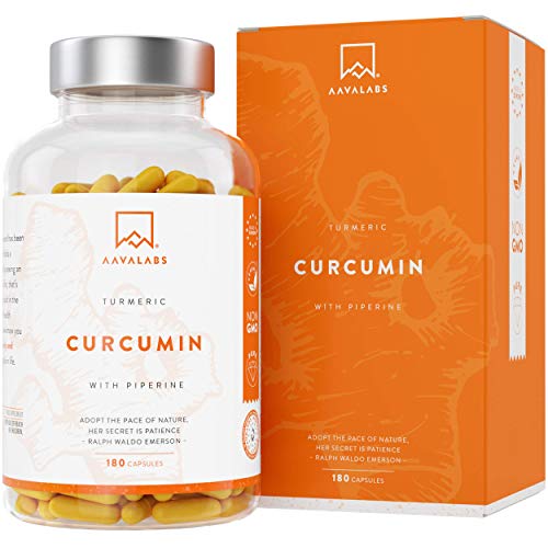 Curcuma con Pimienta Negra en Cápsulas - 4230 Mg Por Dosis Diaria - 95% Extracto de Curcumina - Apoyo natural para las articulaciones y los huesos - Antioxidante Natural - Máxima Absorción - 180 Cáps