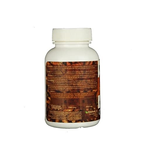 Cúrcuma con Pimienta negra (Piperine) 100% NATURAL de Elikafoods® 120 comprimidos vegetales de 500 mg. Potente antiinflamatorio y antioxidante natural. Sin aditivos ni estimulantes artificiales.