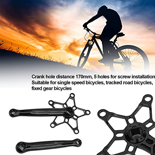 CUTULAMO Juego de Bielas de 170 Mm 130 BCD MTB, Confiabilidad Alto Factor de Seguridad Larga Vida útil Brazos de Biela Izquierda Y Derecha Resistencia Duradera para Bicicletas de una Velocidad(Negro)