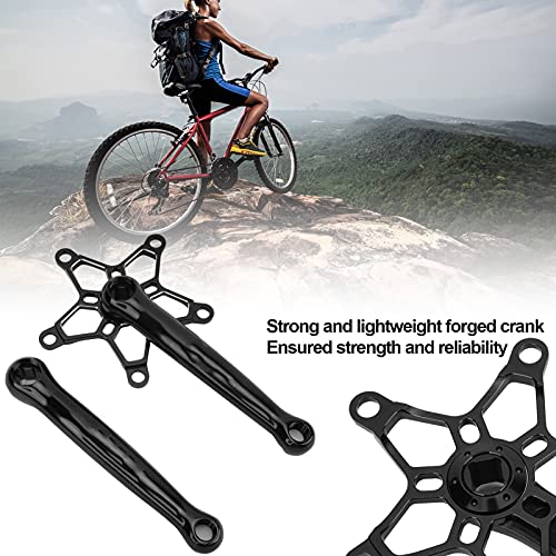 CUTULAMO Juego de Bielas de 170 Mm 130 BCD MTB, Confiabilidad Alto Factor de Seguridad Larga Vida útil Brazos de Biela Izquierda Y Derecha Resistencia Duradera para Bicicletas de una Velocidad(Negro)