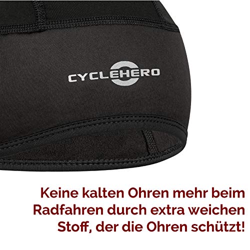 CYCLEHERO Gorro acolchado para bicicleta para Unisex Adultos [Impermeable] [Grande-XXL-Negro]