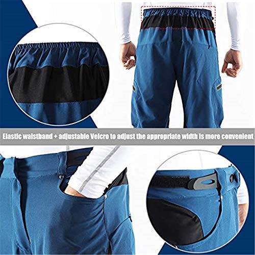 Cycling Shorts, Outdoor Sports Pants,Baggy No Padded Mountain Bike Shorts,Breathable Quick Dry Biking Pants,for Mountain Bike Downhill Sports (Blue,XL)