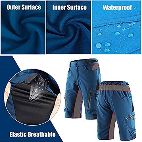 Cycling Shorts, Outdoor Sports Pants,Baggy No Padded Mountain Bike Shorts,Breathable Quick Dry Biking Pants,for Mountain Bike Downhill Sports (Blue,XL)