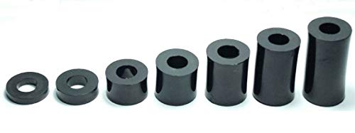 cyclingcolors 10x espaciadores plastico M5 arandela 5mm x 10mm espaciadora redonda negra nylon Tornillos (Espesor L = 20mm)