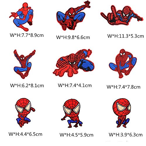 CYWQ - 15 parches de Spiderman, aplicación con plancha, ideales para cazadoras vaqueras, bolsos, zapatos, gorras, etc., para niños y adultos