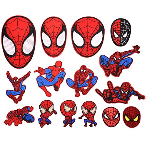 CYWQ - 15 parches de Spiderman, aplicación con plancha, ideales para cazadoras vaqueras, bolsos, zapatos, gorras, etc., para niños y adultos