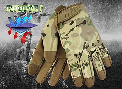 CZ-XING Guantes de invierno para motocicleta al aire libre, todos los dedos de pantalla táctil goma caliente impermeable, aplica a ciclismo escalada caza deportes equipo (camuflaje, L)