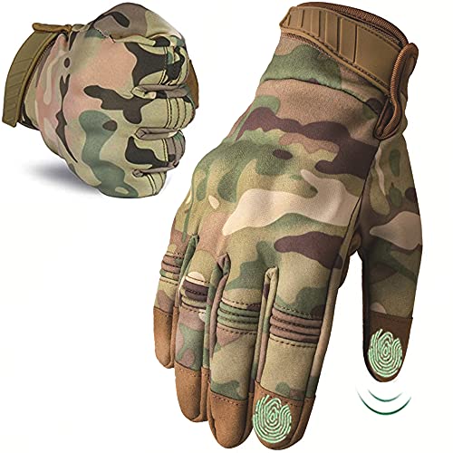 CZ-XING Guantes de invierno para motocicleta al aire libre, todos los dedos de pantalla táctil goma caliente impermeable, aplica a ciclismo escalada caza deportes equipo (camuflaje, L)