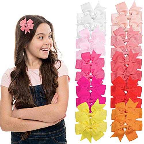 Czemo 40 Piezas 3 Pulgadas Niñas Grosgrain Ribbon Lazos Pinzas para el Cabello Accesorios para Pelos para Niños Pequeños Niños Adolescentes (20 Colores)