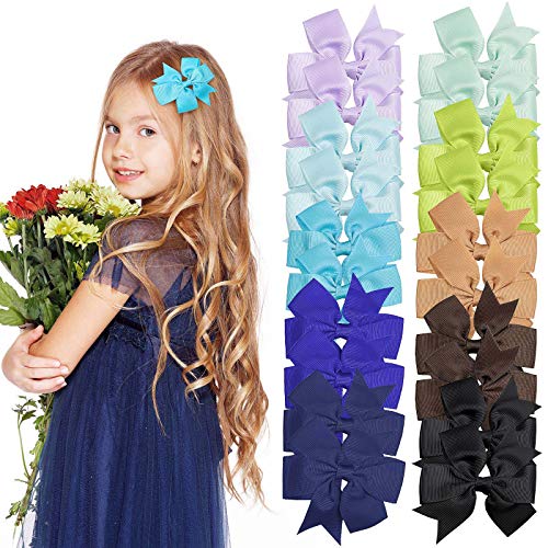 Czemo 40 Piezas 3 Pulgadas Niñas Grosgrain Ribbon Lazos Pinzas para el Cabello Accesorios para Pelos para Niños Pequeños Niños Adolescentes (20 Colores)