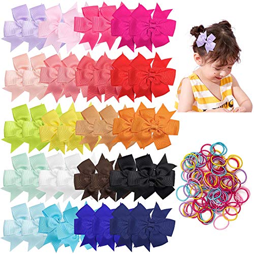 Czemo 40 Piezas 3 Pulgadas Niñas Grosgrain Ribbon Lazos Pinzas para el Cabello Accesorios para Pelos para Niños Pequeños Niños Adolescentes (20 Colores)