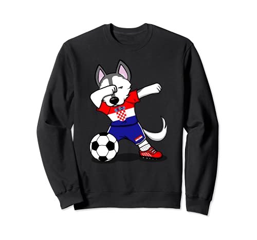 Dabbing Husky Dog Croacia Fútbol - Bandera croata Sudadera