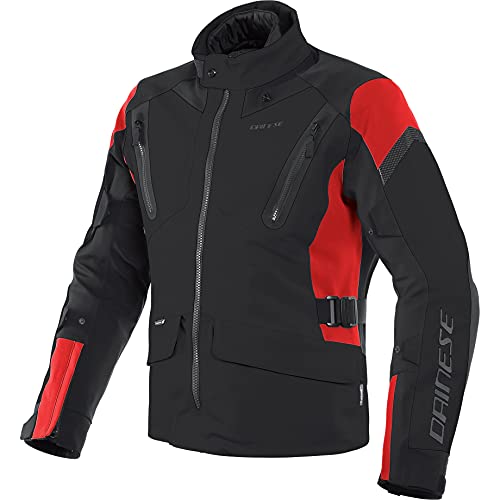 Dainese Tonale D-Dry - Chaqueta de motorista con protectores para moto, color negro, rojo y negro, talla 52 L, para hombre, Tourer, todo el año