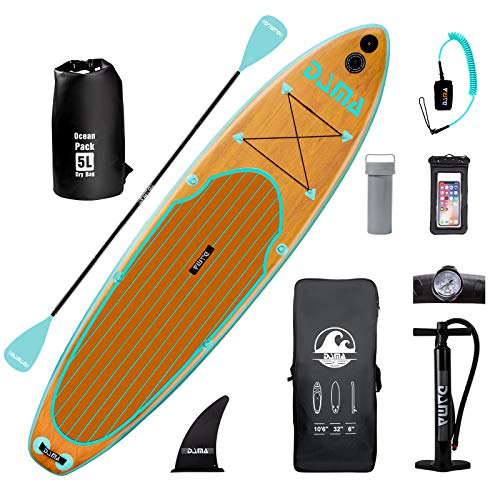 DAMA - Tabla de surf de remo inflable, textil de punto y PVC, tabla de viaje, tabla de yoga, aleta, bomba manual, correa, para jóvenes y principiantes