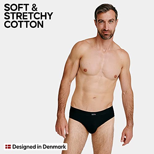 DANISH ENDURANCE Calzoncillos Slip de Algodón para Hombre Pack de 6, Calzoncillos Brief, Corte Clásico, Ropa Interior Cómoda y Ultra Suave, Duradero, Negro, Gris, Blanco (Negro, Large)