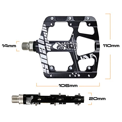 DANLINI Aluminum Alloy Sealed 3 Bearing Anti-Slip Bicycle Pedals Flat Foot Ultralight Mountain Bike Pedals MTB Bicycle Parts,Black