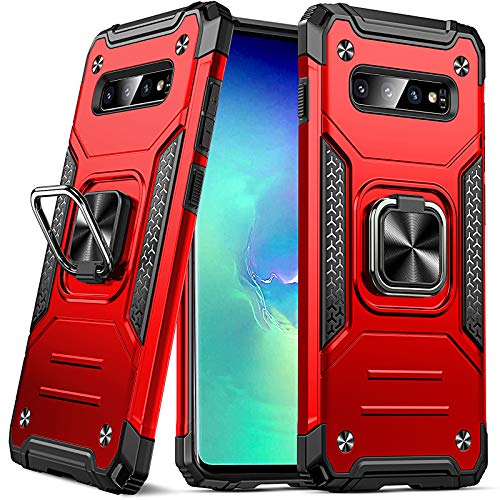 DASFOND Funda Galaxy S10, Funda Protectora de Grado Militar para teléfono con Soporte de Anillo de Metal Reforzado [Soporte de Montaje magnético] Compatible con Samsung Galaxy S10, Rojo