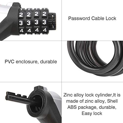 DAUERHAFT Bloqueo de Bicicleta con Bloqueo de Cable Ligero para Bicicleta, núcleo de Bloqueo de aleación de Zinc, para Bloqueo de Cable