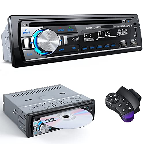 DAZZMO Autoradio CD Radio Coche Bluetooth 1 DIN MP3 USB SD AUX FM Radio Coche RDS Radio para Coche con Doble USB Carga rapida, Control Remoto del Volante