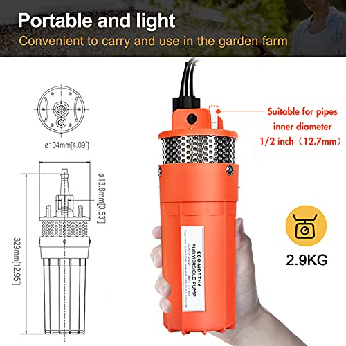 DCHOUSE Sumergible De Bomba Kit De Pozo Profundo De 120 W, Solar Bomba De Agua De Bajo Ruido De Flujo Grande De 12 V Cc Con Kit De Panel Solar De 120 W Para Riego, Pozo Profundo, 2 paquetes