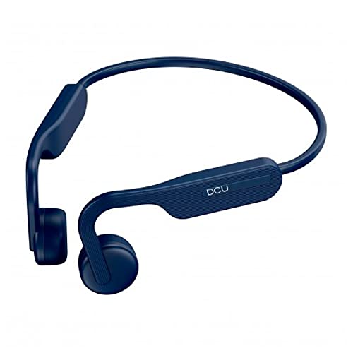 DCU TECNOLOGIC, Auriculares Bluetooth, Auriculares de Conducción Ósea, Cascos Deportivos Inalámbricos, 8 h Uso, IPX5, Open-Ear, Azul