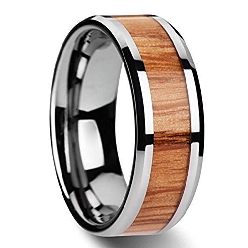 DDOLAA Anillo de Compromiso Cruz de Madera Cristo Vida Boda Banda Anillo para Hombre Anillos joyería