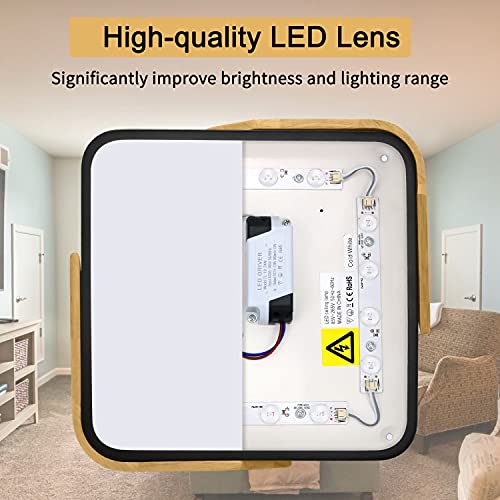 Dehobo Lámpara de Techo LED 24W, Lámpara de Techo Blanco Cálido 3000K Plafón de Techo Cuadrada Equivalente a la lámpara de 150W, Moderna LED Plafón Para Dormitorio Baño Cocina, Sala de Estar