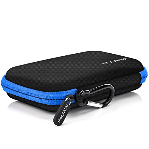 deleyCON Navi Case Funda para Dispositivos de Navegación de hasta 4,3" & 5" Pulgadas (14,6x9,3x3,4cm) - Sólida - Dos Compartimentos Interiores - Azul