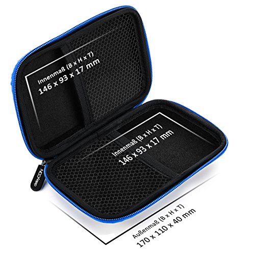 deleyCON Navi Case Funda para Dispositivos de Navegación de hasta 4,3" & 5" Pulgadas (14,6x9,3x3,4cm) - Sólida - Dos Compartimentos Interiores - Azul
