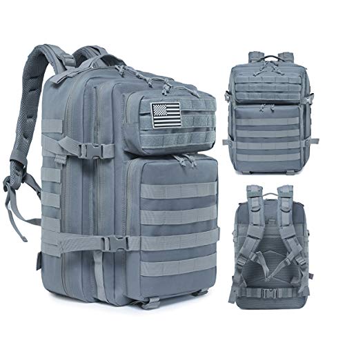 Delgeo Mochila Táctica Militar, 45L Gran Capacidad Mochila Crossfit, Plegable Impermeable Mochila Supervivencia, Montañismo, Senderismo, Trekking, Acampada, Aventura o Viajes, Azul grisáceo