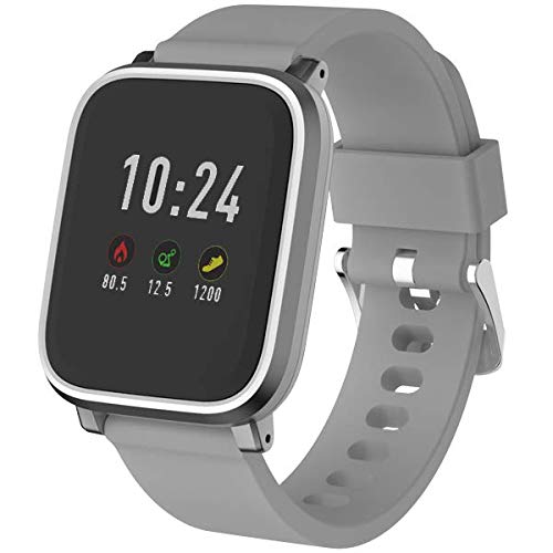 Denver Reloj Inteligente SW-161GREY Bluetooth. Monitor Actividad Deportiva. Sensor de frecuencia cardíaca. Impermeable. Muestra notificaciones Desde el móvil. Compatible iOS y Android. Gris