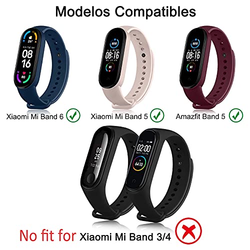 DEOU 2 Pack Correa Compatible con Xiaomi Mi Band 6 / Xiaomi Mi Band 5 / Amazfit Band 5,Coloridos Suave Silicona Pulseras de Repuesto para Mi Band 5 & Mi Band 6 & Amazfit Band 5(Blanco/Rosa Sand)