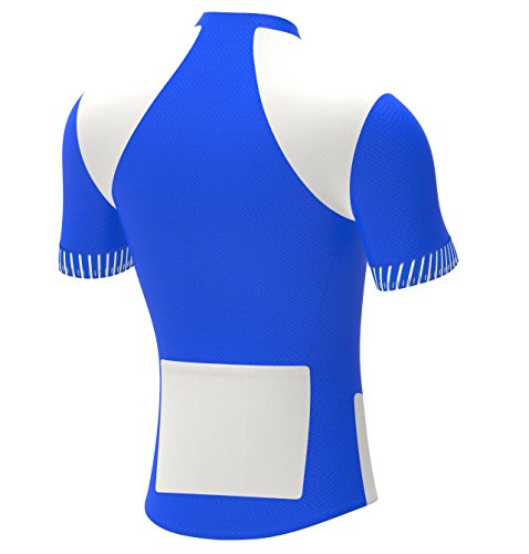 Deportes Hera Ropa Ciclismo, Maillot Mangas Cortas, Camiseta Verano de Ciclistas, Slim Fit (Azul/Blanco, XL)